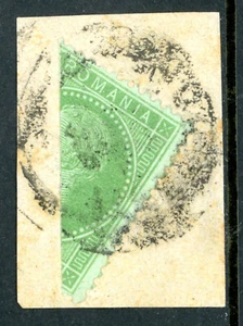 Romania 1872 Prince Carol 3b Green Paris Print Scott #54 Bisect On Piec VFU L862 - Picture 1 of 6