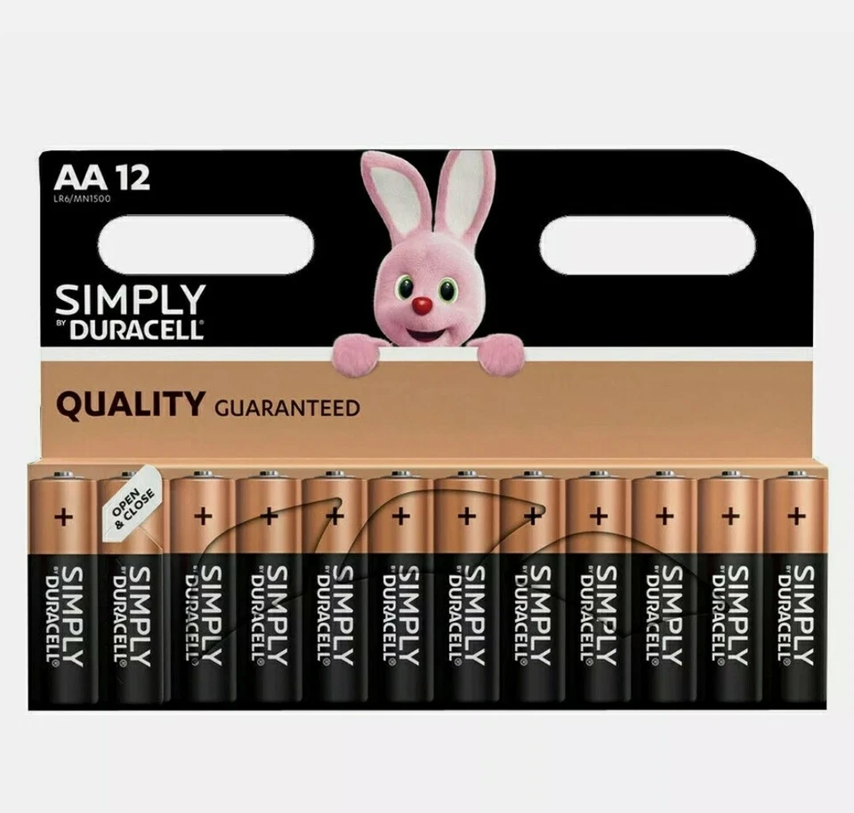 Duracell MN1500 AA Simply Alkaline Batteries LR06 - 12 Pack