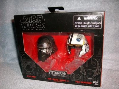 Kylo Ren Poe Dameron Mini Helmets Star Wars Force Awakens Titanium Hasbro New - Image 1 of 2