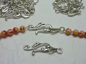 Hook & Eye Toggle Clasps Antique Silver 16 sets Jewellery Making - Picture 1 of 5