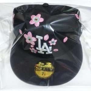 Takashi Murakami x MLB Tokyo Series New Era 59Fifty Dodgers Hat Black 7 1/8 - Picture 1 of 10
