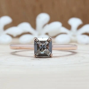 Salt And Pepper Emerald Diamond 14K Solid Gold Ring Engagement Gift Ring KDN8508 - Picture 1 of 10