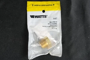 "Vatios A-827 Latón 1/2"" X 1/4"" MIP FIP Adaptador Macho Buje Hexagonal Reductor Montaje" - Imagen 1 de 11