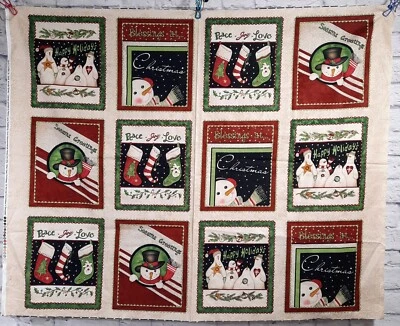 Christmas Snowman Fabric Panel David Textiles 2009 36" X 43" Unused Quilting - Image 1 of 2
