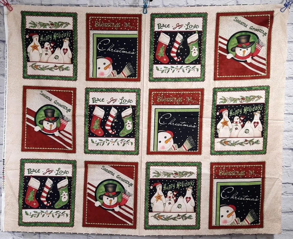 Christmas Snowman Fabric Panel David Textiles 2009 36" X 43" Unused Quilting - Image 1 of 2