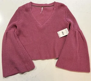 Free People Damsel Glockenärmel Herbst Strick Pullover in Eose Größe Small Neu mit Etikett - Bild 1 von 6
