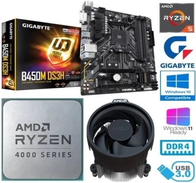 AMD RYZEN 5 5600G BUNDLE - 6 CORE - GIGABYTE B450M-DS3H MOTHERBOARD - 16GB RAM - Image 1 of 4