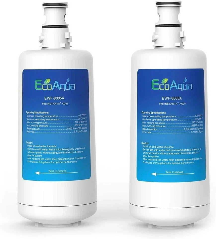 EcoAqua EWF-8005A Water Filter Compatible With Instanta Models AQ35 - 2 Pack - Image 1 of 4