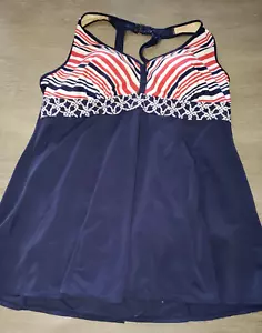 Damen PLUS 24W Swim 365 BADEANZUG blau rot weiß 1-teilig SUPER ZUSTAND! - Bild 1 von 2