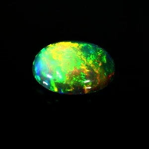 Natural Black Opal Oval Cabochon Ethiopian+ Welo fire opal Gemstone 12x9x6 mm - Picture 1 of 6