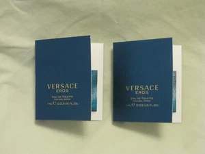 Versace 'Eros' For Men Pour Homme EDT Perfume 2x Spray Vials NEW - Picture 1 of 3