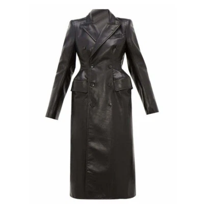 URBAN Women's Genuine Black Lambskin Real Leather Trench women Stylish Coat - Image 1 of 4