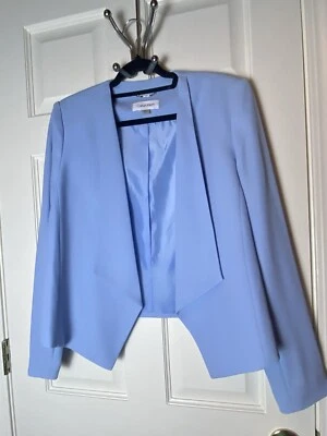 Chaqueta Blazer Forrada Delantera Abierta Calvin Klein Para Mujer Talla 14 Azul Esmoquin Carrera Foto 1 de 4