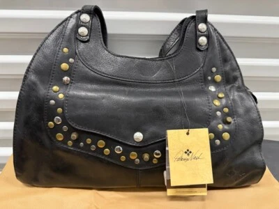 Bolso de Mano Patricia Nash Ergo Negro Tachonado Cuero Guijarro Grande ¡NUEVO CON ETIQUETAS! Foto 1 de 4