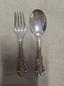 Reed & Barton Sterling Baby Child Fork & Spoon Set Tara Pattern - Picture 1 of 3