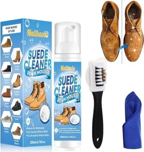 Mallbaola Suede & Nubuck Cleaner 200ml Suede Shoe Cleaner Kit Brush Dirt Remover - Picture 1 of 6