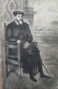 GRANDE DISEGNO CARBONCINO ANTICO RITRATTO MASCHILE Pierre Duteurtre DUT BM53.1 - Foto 1 di 8
