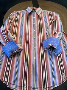 ROBERT GRAHAM FLIP CUFF STRIPE PAISLEY LS BUTTON UP SHIRT MENS SZ L - Picture 1 of 7