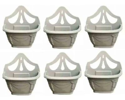 Set Of 6 Wall Planter Venetian Style Flower Pots Garden Hanging Basket Taupe - Image 1 of 4