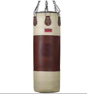 Borsa da boxe pesante Ring Side in pelle bianca crema e marrone pelle premium - Foto 1 di 1