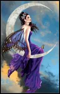 Moon Amethyst - Counted Cross Stitch Patterns - Color & BW Symbols - Picture 1 of 2