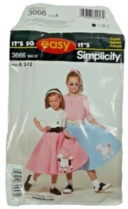 Simplicity 3666 Child 50's Poodle Skirt Pattern Size 3-12 UNCUCT Circle Retro - Picture 1 of 4