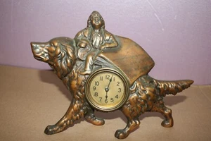 Antique 1893 Chicago Exposition Columbus & Dog Bronze Metal Shelf Novelty Clock - Picture 1 of 12