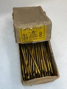 Box Brass Countersunk Screws 3 1/2" x 8 Nettlefolds GKN Slotted Head Part Box 65 - Picture 1 of 24