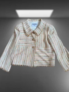 Auth CHANEL jacket for women in orange/blue/brown/striped pattern Size 36 M - Picture 1 of 9