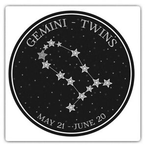 2 x Square Stickers 10 cm - Gemini Constellation Stars Horoscope  #40733