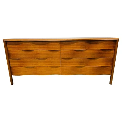 Mid-Century Swedish Modern Edmond Spence Wave Walnut Dresser - Image 1 of 4