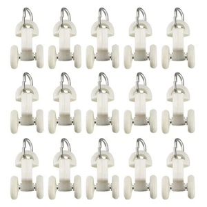 30Pcs Curtain Track Rollers Plastic Twin Wheel Carriers 14mm Dia - Picture 1 of 5