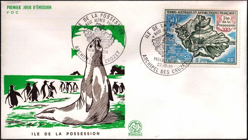 TAAF 1970-12-22 Possession Island, mapa, FDC Foto 1 de 1