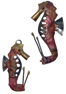 Seepferdchen Metall Wandbilder Paar klein - Bild 1 von 4