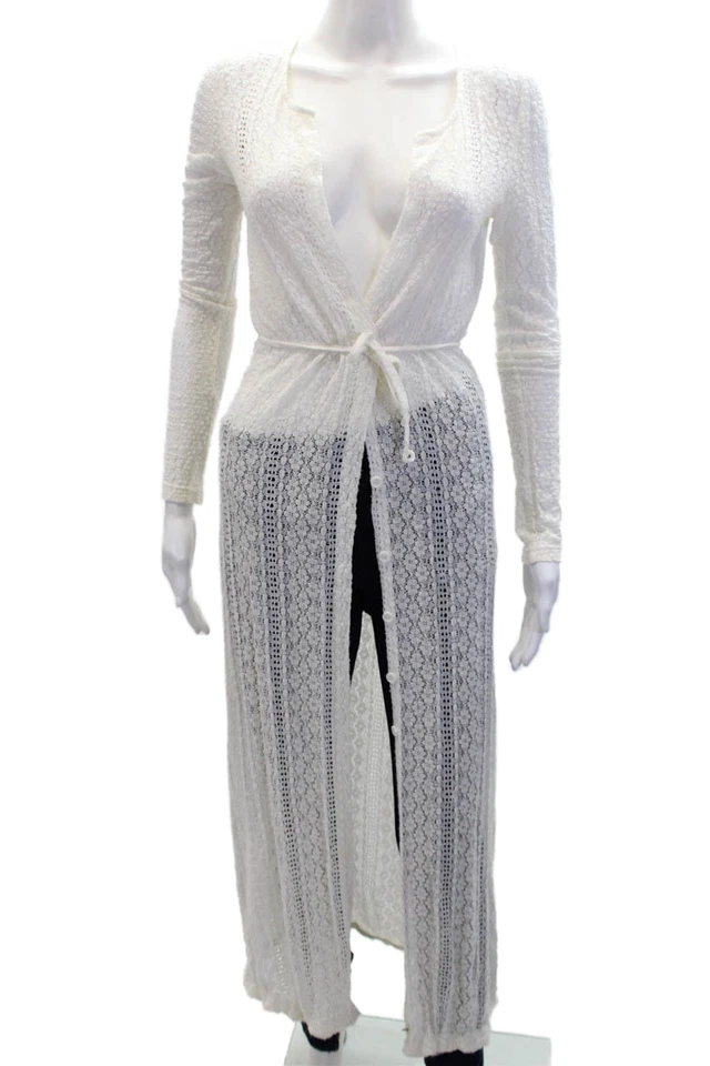 Cubierta frontal abierta L Space para mujer bordada manga larga blanca talla XS Foto 1 de 4