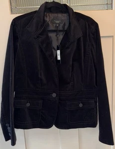 NWT Talbots Single Button Velvet Blazer Jacket Women’s 16 - Black - Picture 1 of 9