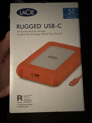 Lacie Rugged USB-C 5TB Portable External Hard Drive 2EUAPI-570 - Image 1 of 3