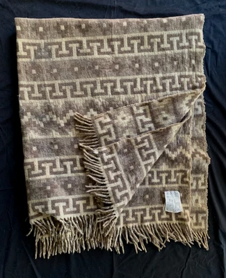 Peruvian KUMPI Alpaca vintage fringed throw-60”X44” - Image 1 of 4