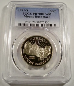 1991-S 50c PCGS PR70DCAM MOUNT RUSHMORE PROOF COMMEMORATIVE HALF DOLLAR PR 70 DC - Picture 1 of 4