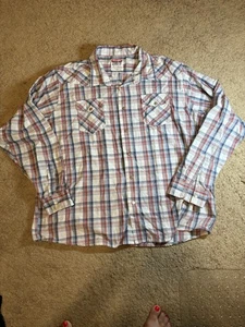 Camicia uomo Wrangler bottoni manica lunga 3XL quadri legno perle bottoni a pressione - Foto 1 di 9
