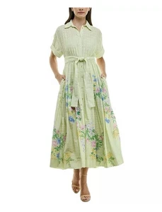 Pistachio Eyelet Shirtdress Taylor Sz4 Floral Cottagecore Feminine NWT - Picture 1 of 6