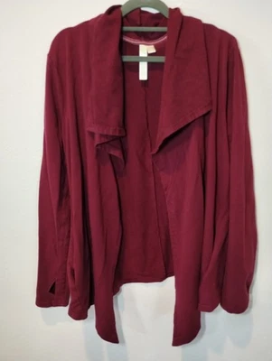 Cárdigan Green Tea Waterfall frente abierto frambuesa/borgoña XXL agujeros para el pulgar Foto 1 de 4