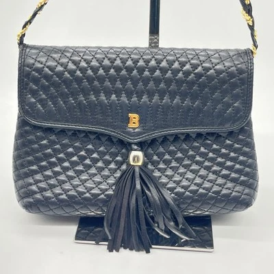 Bolso Bandolera BALLY Cadena Hombro Cuero Borla Azul Marino Auténtico de JAPÓN Foto 1 de 4