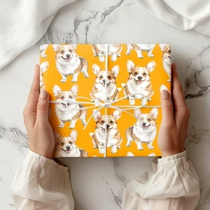 Corgi Dog Lover Design Wrapping Paper Sheet Kids Adults Birthday W110 - Picture 1 of 16