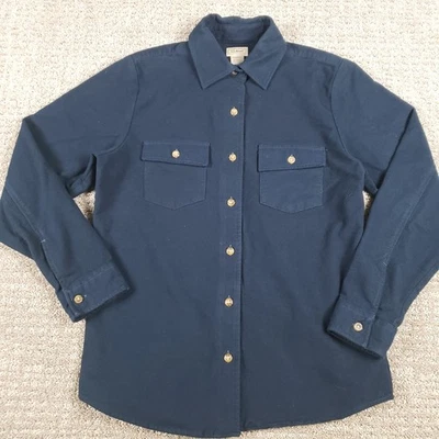 Camisa de gamuza LL Bean para mujer pequeña azul marino franela abotonada al aire libre Foto 1 de 4
