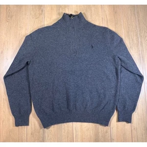 Polo Ralph Lauren Mens XL Gray Wool Cashmere 1/4 Zip Pullover Sweater - Picture 1 of 8