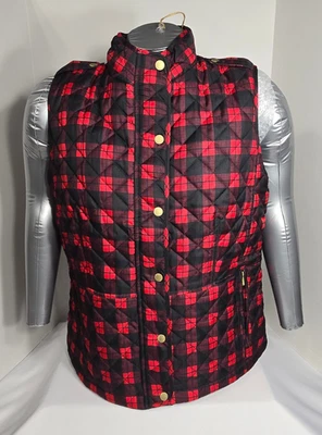 IZOD Vest Red & Black Plaid Women’s Sz XL Puffer Quilted NEW With Tags - Image 1 of 4