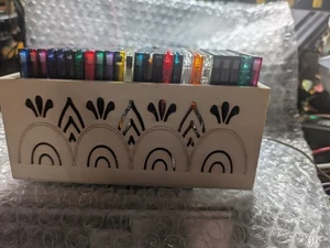 Schöne Vintage 90er MiniDisc verzierte Holz Holzkiste 25 offene Scheibenhalter Aufbewahrung 16 Kisten - Bild 1 von 9