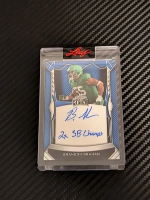 2025 Leaf Metal Brandon Graham 31/100 2 Time SB Champs Inscription Auto #MI-BG1 - Image 1 of 2