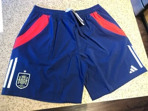 Spain 24/25 Adidas Downtime Soccer Football Shorts NWT Zipped Pockets RFEF 2XL - Picture 1 of 8